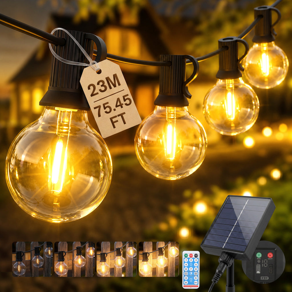Salcar G40 Solar Lichterkette Außen 23,2 m (30+1 Glühbirnen), LED Sola – sekeymall