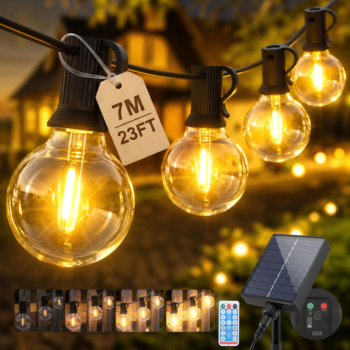 Salcar G40 Solar Lichterkette Außen 7m, 23FT, LED Solarleuchte Outdoor – sekeymall