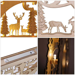 Salcar LED Schwibbogen Weihnachten mit 10 LEDs – Batteriebetriebener Holz-Lichterbogen, Warmweißes Licht, Weihnachtsdeko für Innen, Fenster & Tisch salcar