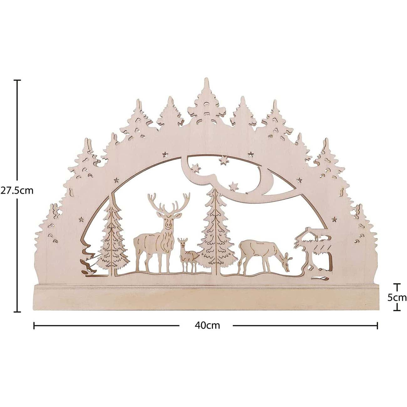 SALCAR LED Schwibbogen Weihnachten mit 10 LEDs – Batteriebetriebener Holz-Lichterbogen, Warmweißes Licht, Weihnachtsdeko für Innen, Fenster & Tisch