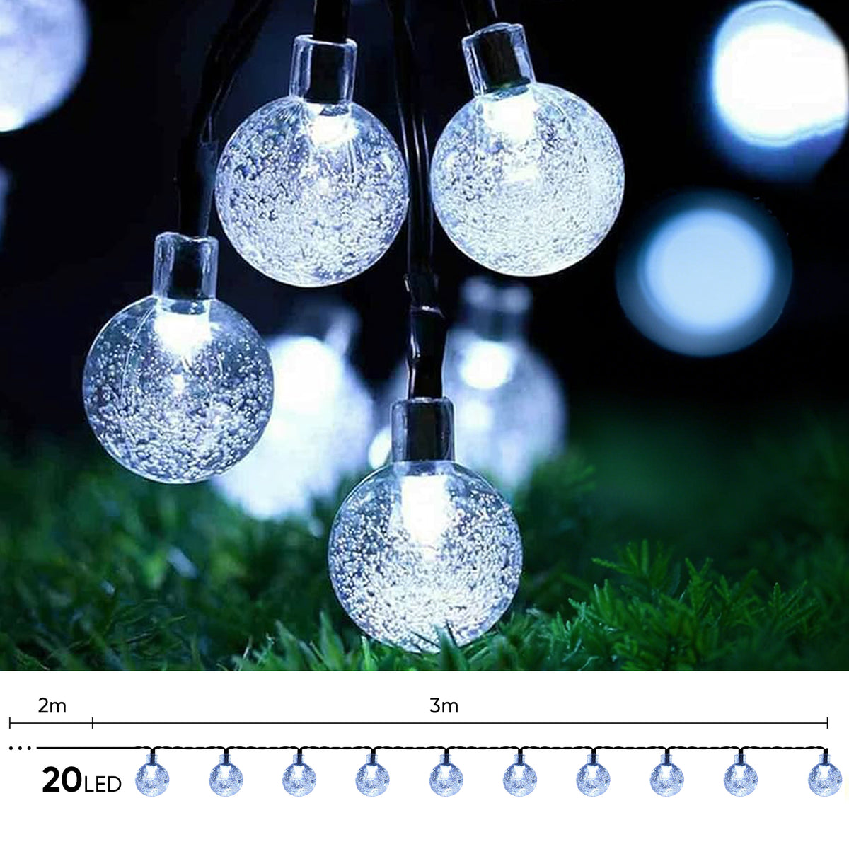 Salcar LED Lichterkette kaltweiß, solarbetrieben, wasserdicht – Ideal für Garten, Terrasse, Party & Weihnachten