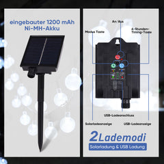 Salcar Solar LED String Lights, Cool White – 15m Crystal Balls, IP44 Waterproof, Outdoor Lighting for Garden, Patio, Christmas &amp; Party Decorations