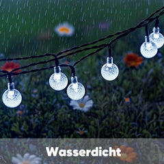 Salcar Solar LED String Lights, Cool White – 15m Crystal Balls, IP44 Waterproof, Outdoor Lighting for Garden, Patio, Christmas &amp; Party Decorations