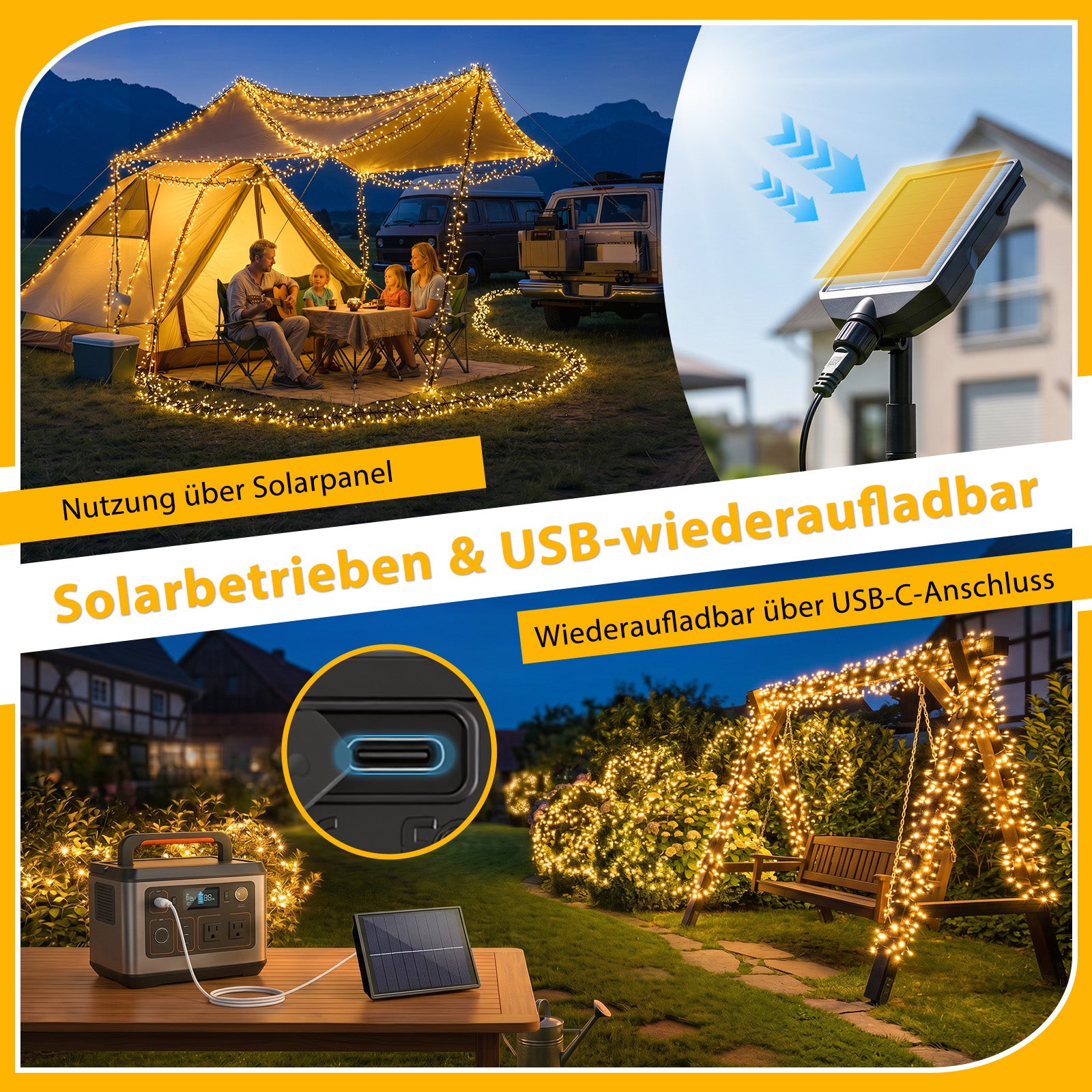 Salcar Solar Cluster Lichterkette Außen 768 LEDs, 8,6 m (5,6 m Licht + – sekeymall
