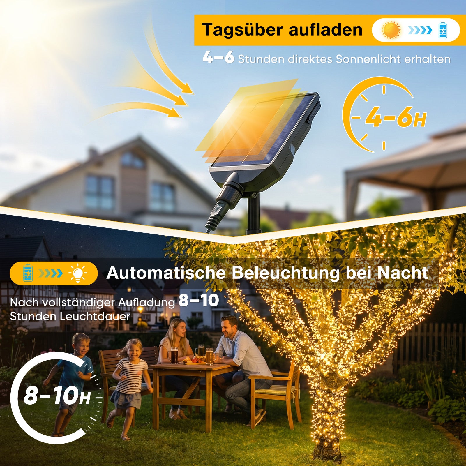 Salcar Solar Cluster Lichterkette Außen 768 LEDs, 8,6 m (5,6 m Licht + – sekeymall