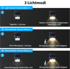 SALCAR Solar Wall Lights with Motion Sensor, 800 Lumens, Warm White, IP44 Waterproof – Solar Lamps for Outdoor Use, Garden, Balcony, Terrace