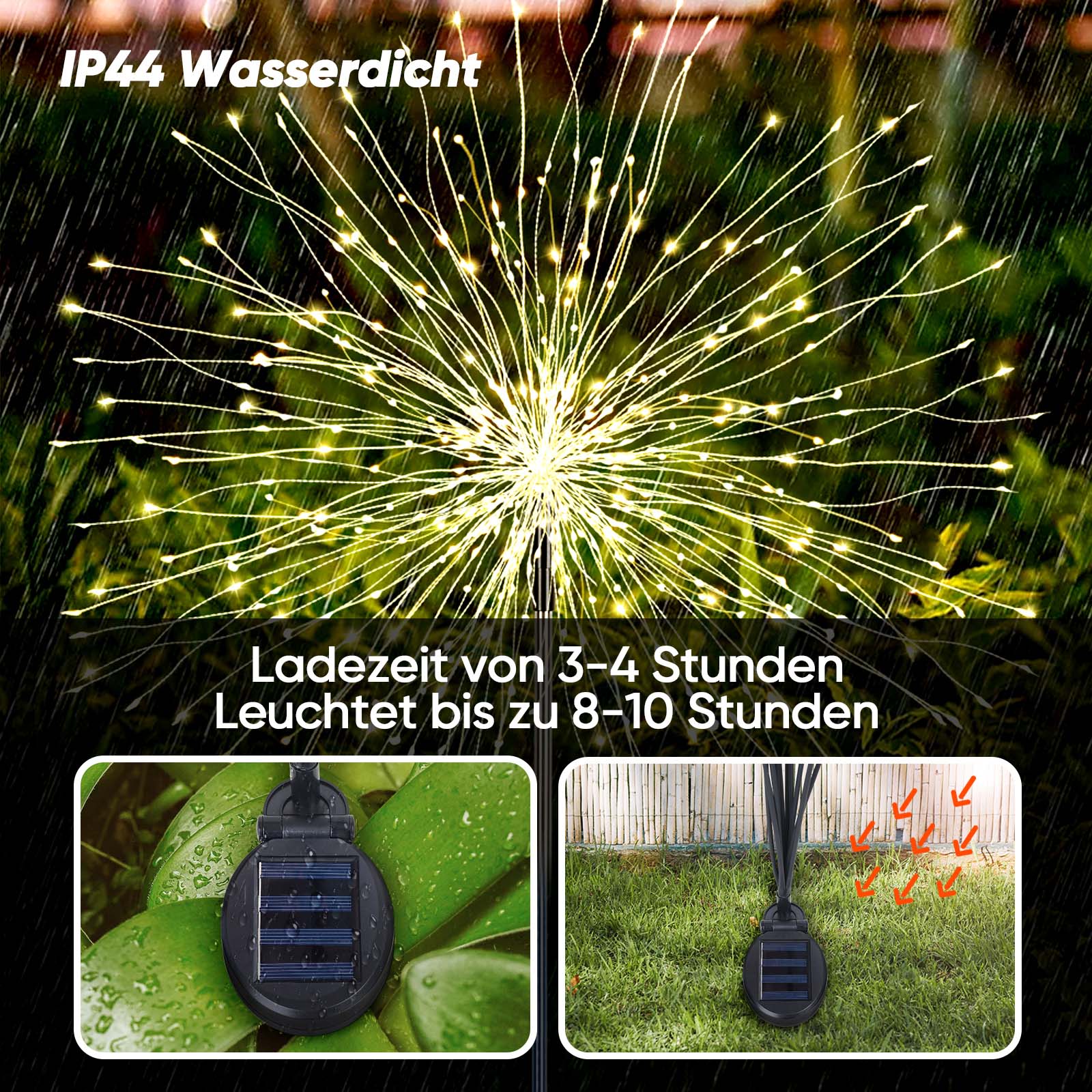 Salcar set of 2 LED solar garden lights with firework effect
