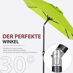 Sekey 300 x 200 cm Alu Sonnenschirm mit Kurbel, Sonnenschutz UV50+