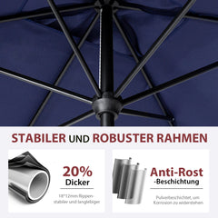 Sekey 300 x 200 cm Alu Sonnenschirm mit Kurbel, Sonnenschutz UV50+