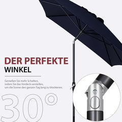 Sekey 300 x 200 cm Alu Sonnenschirm mit Kurbel, Sonnenschutz UV50+