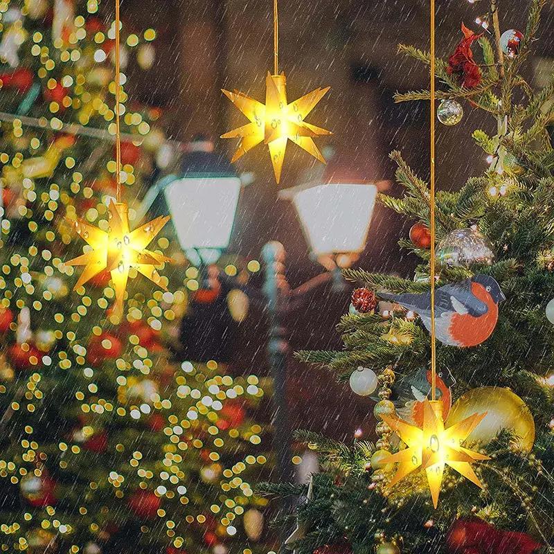 Salcar 3D Stern Weihnachtslichterkette, Warmweiß, IP44 Wasserdicht, Flexibel Dekorierbar – sekeymall