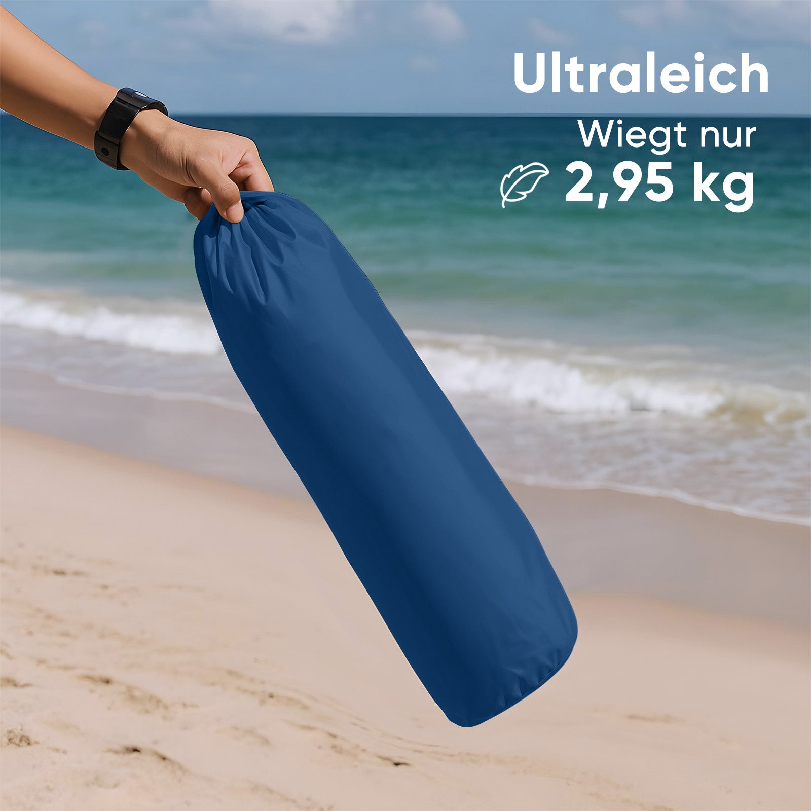 Faltbarer Strandliegestuhl mit gepolsterten Armlehnen – Leichter Campingstuhl bis 200 kg belastbar