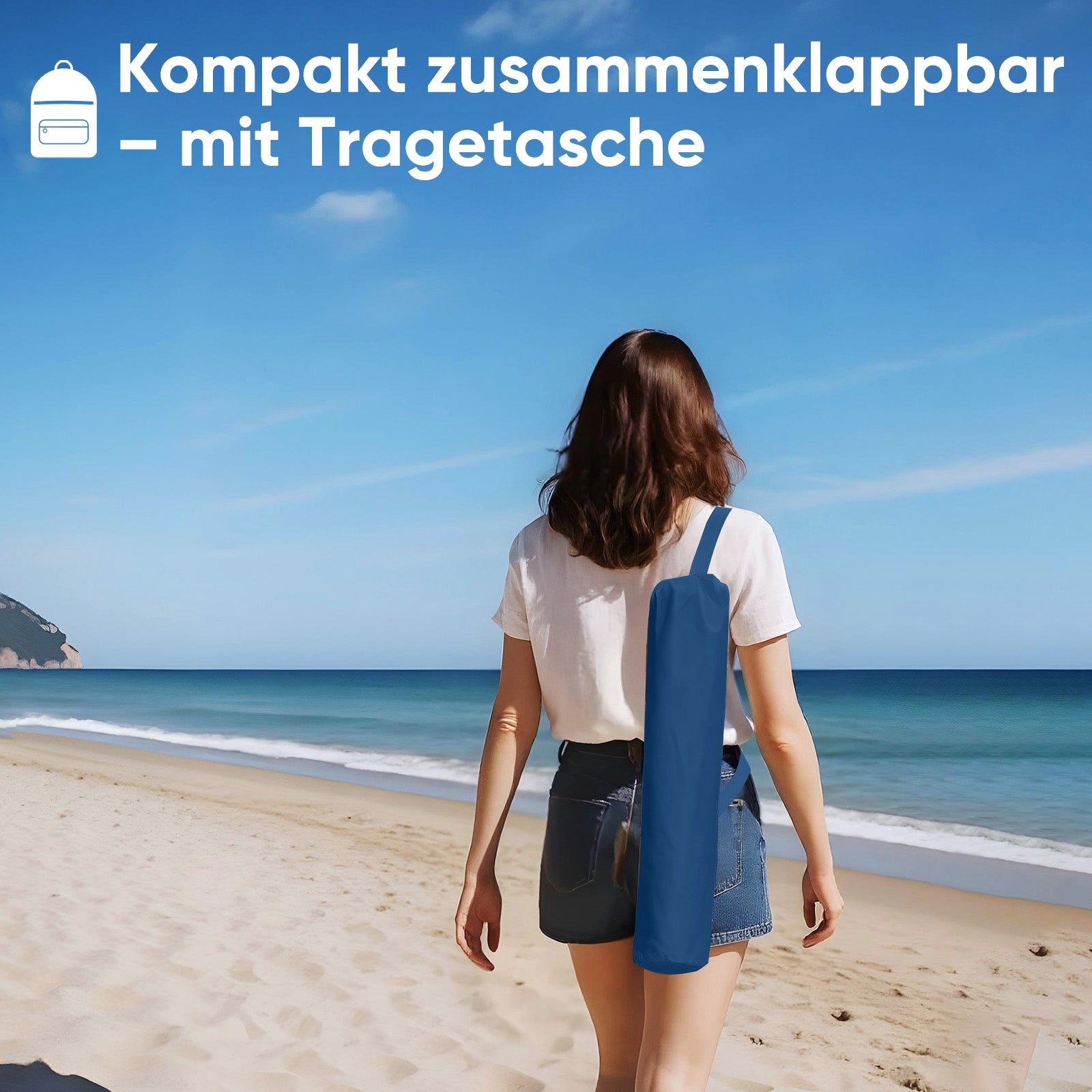 Faltbarer Strandliegestuhl mit gepolsterten Armlehnen – Leichter Campingstuhl bis 200 kg belastbar