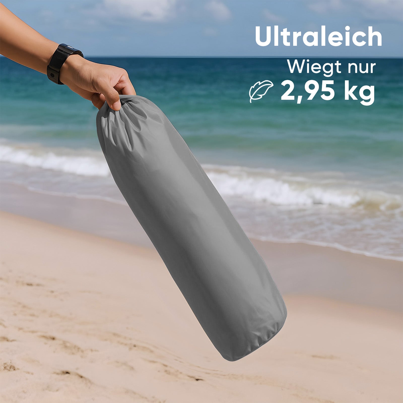 Faltbarer Strandliegestuhl mit gepolsterten Armlehnen – Leichter Campingstuhl bis 200 kg belastbar