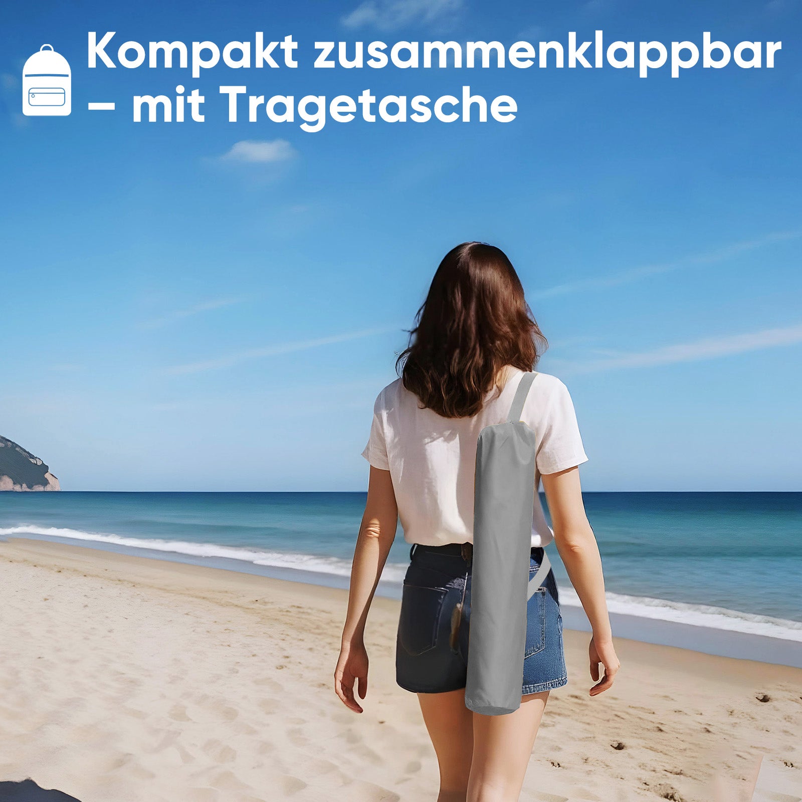 Faltbarer Strandliegestuhl mit gepolsterten Armlehnen – Leichter Campingstuhl bis 200 kg belastbar