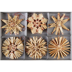 Salcar 24-piece straw star set – Handmade Christmas tree decorations made from natural straw for sustainable and festive Christmas decoration