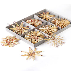 Salcar 24-piece straw star set – Handmade Christmas tree decorations made from natural straw for sustainable and festive Christmas decoration