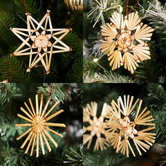 Salcar 24-piece straw star set – Handmade Christmas tree decorations made from natural straw for sustainable and festive Christmas decoration