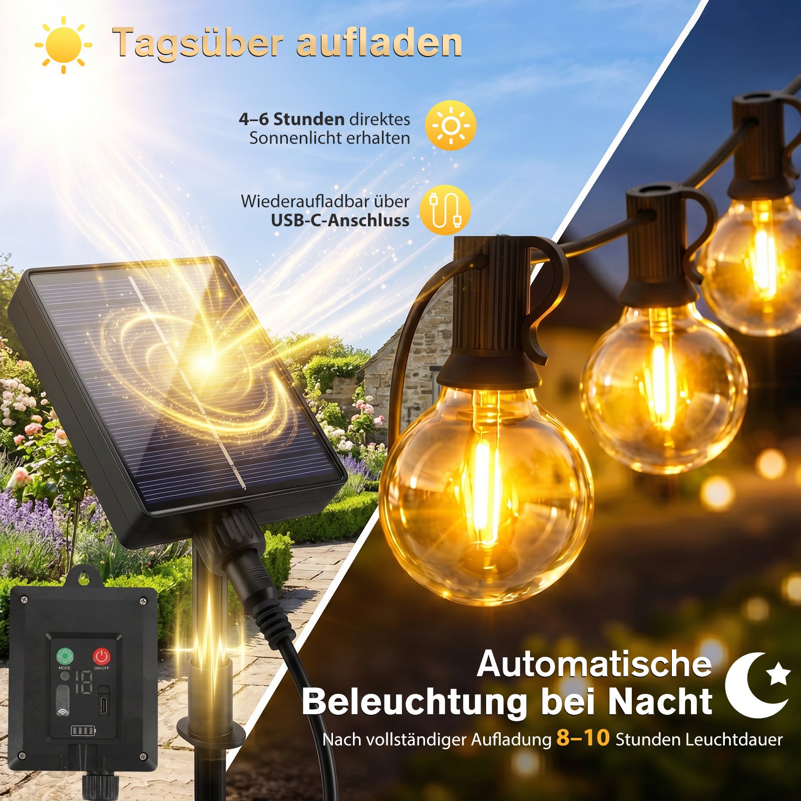 Salcar G40 Solar Lichterkette Außen 7m, 23FT, LED Solarleuchte Outdoor – sekeymall