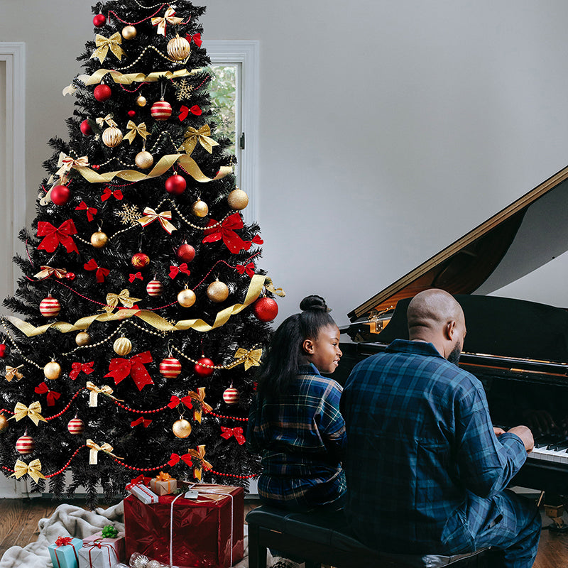 Salcar 180/210cm Künstlicher Weihnachtsbaum Schwarzer Weihnachtsbaum mit Ständer, Edeltanne, mit 735/1025 Spitzen