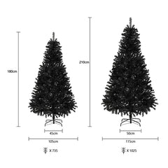 Salcar 180/210cm Künstlicher Weihnachtsbaum Schwarzer Weihnachtsbaum mit Ständer, Edeltanne, mit 735/1025 Spitzen