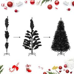 Salcar 180/210cm Künstlicher Weihnachtsbaum Schwarzer Weihnachtsbaum mit Ständer, Edeltanne, mit 735/1025 Spitzen Salcar