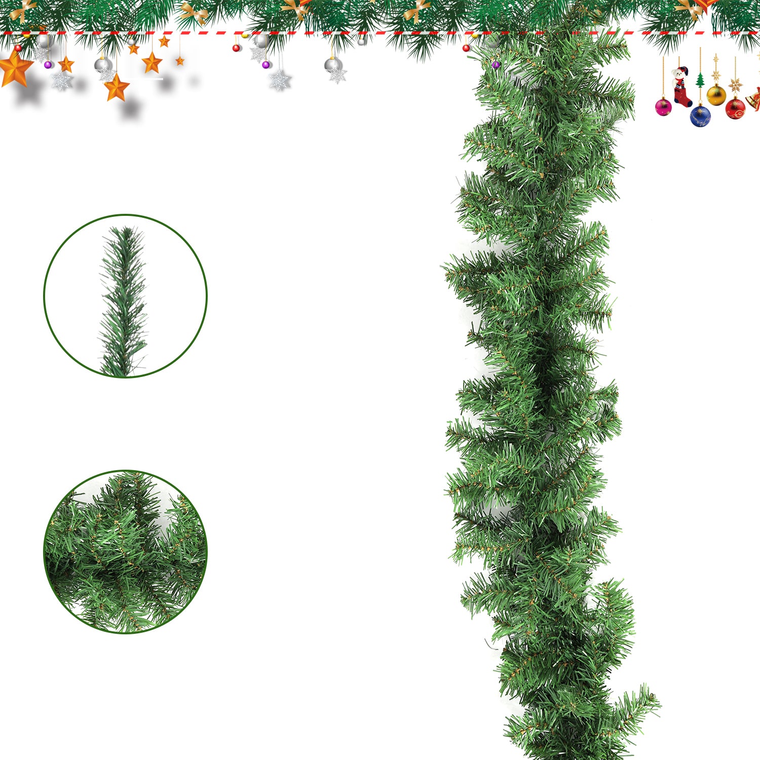 Salcar Weihnachtsgirlande künstlich Grün PVC – 3m/5m/10m, Realistische Tannengirlande für Innen & Außen, Dekoration für Tür, Kamin & Weihnachtsbaum