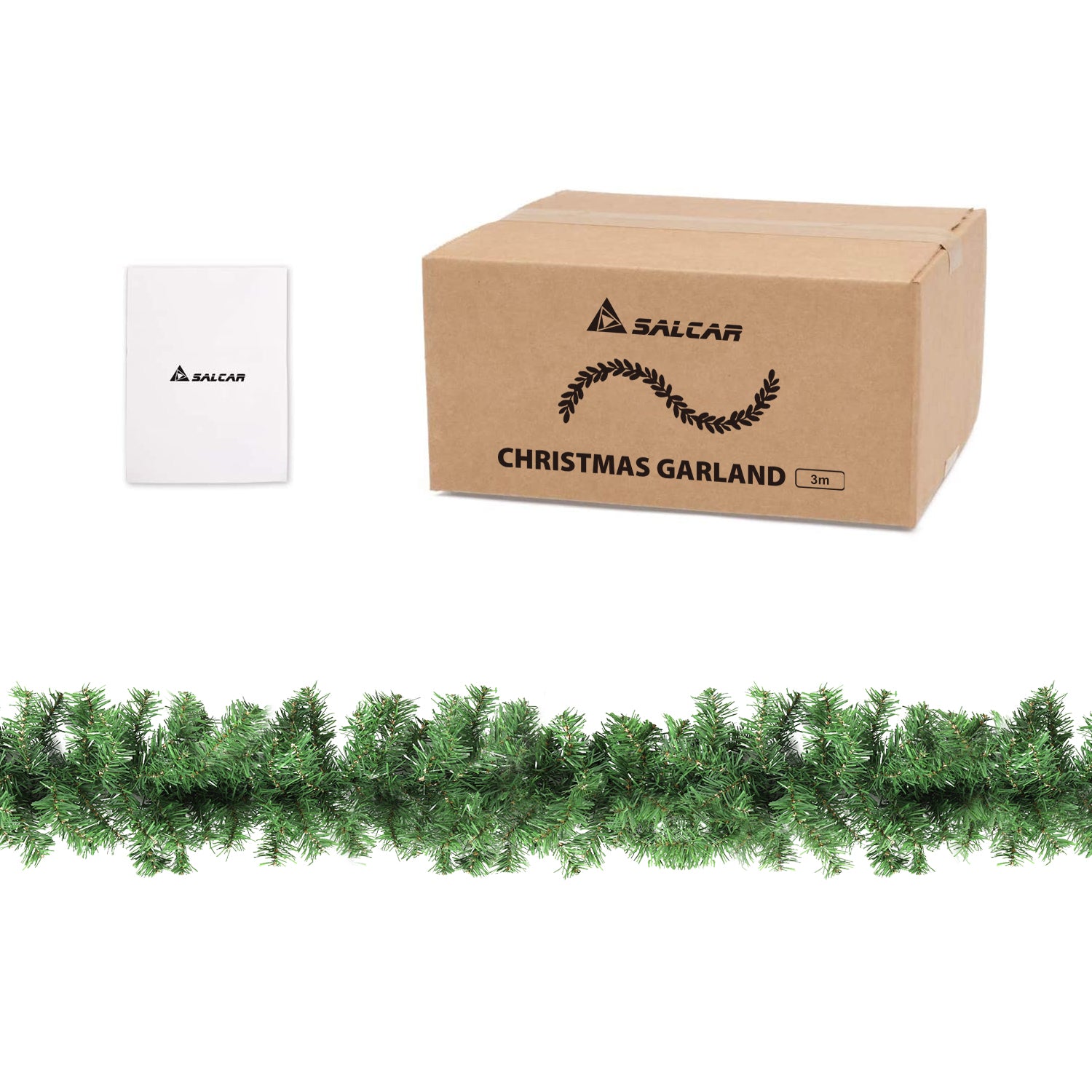 Salcar Weihnachtsgirlande künstlich Grün PVC – 3m/5m/10m, Realistische Tannengirlande für Innen & Außen, Dekoration für Tür, Kamin & Weihnachtsbaum