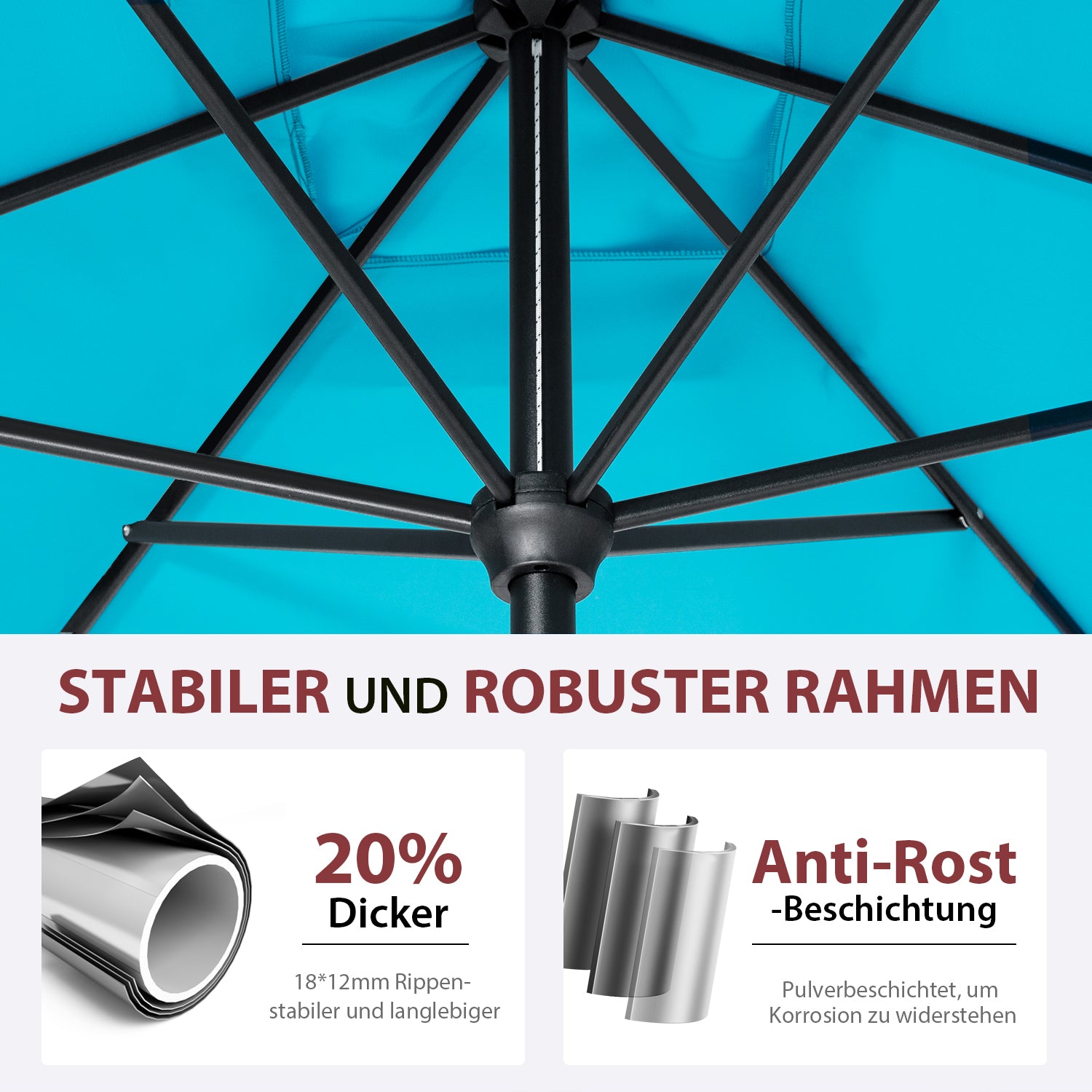 Sekey 300 x 200 cm aluminum parasol with crank, sun protection UV50+