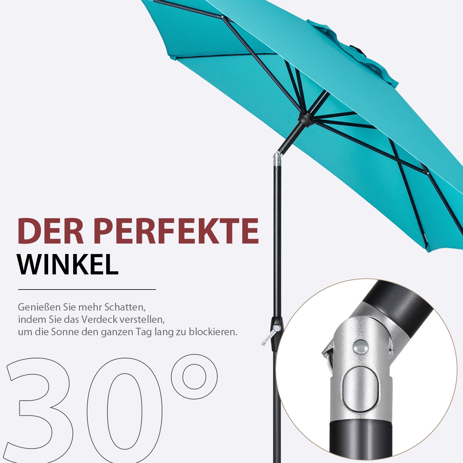 Sekey 300 x 200 cm aluminum parasol with crank, sun protection UV50+