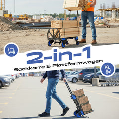 Sekey 2-in-1 Klappbare Sackkarre & Transportwagen – 150 kg Tragkraft, Leichter Alurahmen, TPR-Doppellagerräder, Feststellbremse & Höhenverstellbarer Griff, inkl. 2 Expanderseile