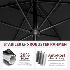 Sekey 300 x 200 cm Alu Sonnenschirm mit Kurbel, Sonnenschutz UV50+ Sekey