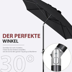 Sekey 300 x 200 cm Alu Sonnenschirm mit Kurbel, Sonnenschutz UV50+ Sekey