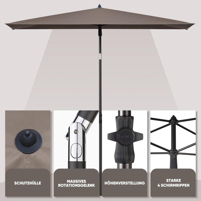 Sekey 210 x 140 cm parasol with protective cover, sun protection UV50+