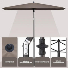 Sekey 210 x 140 cm Sonnenschirm mit Schutzhülle, Sonnenschutz UV50+ Sekey