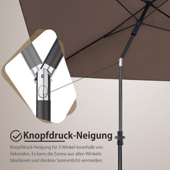 Sekey 210 x 140 cm parasol with protective cover, sun protection UV50+