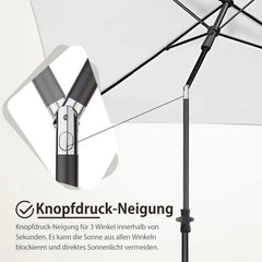 Sekey 210 x 140 cm Sonnenschirm mit Schutzhülle, Sonnenschutz UV50+ Sekey