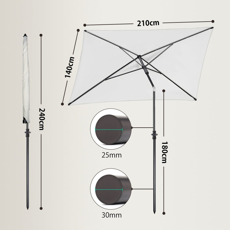 Sekey 210 x 140 cm parasol with protective cover, sun protection UV50+