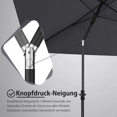 Sekey 210 x 140 cm Sonnenschirm mit Schutzhülle, Sonnenschutz UV50+ Sekey