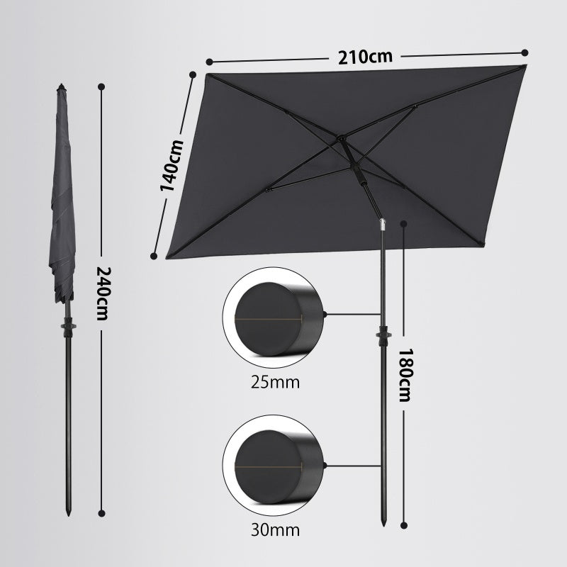 Sekey 210 x 140 cm parasol with protective cover, sun protection UV50+