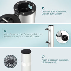 Sekey aluminum parasol stand for clothes dryer