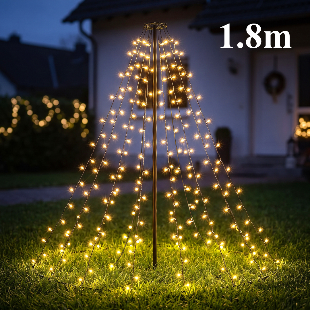 Salcar LED Lichterbaum für Außen mit warmweißen LEDs, 8 Lichtmodi, Timer & Memory, IP44 – 1,8 m / 2 m