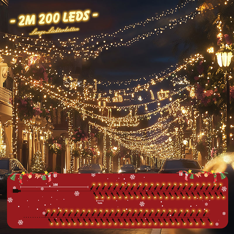 Salcar 2m/5m/10m/20m LED Cluster Lichterkette, 200/500/1000/2000 LEDs