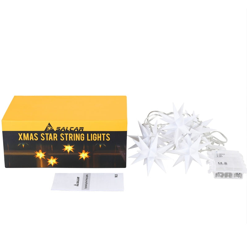 Salcar 3/6er-Set 3D Stern Lichterkette, 3/6 LEDs, warmweiß