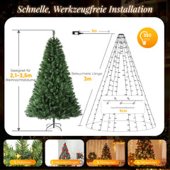 Salcar Weihnachtsbaum Lichterkette mit Ring & Girlanden – Warmweiß & Bunt, 9 Modi, Timer & Speicherfunktion, IP44 Wasserdicht – Für 0,9m bis 3,5m Tannenbäume