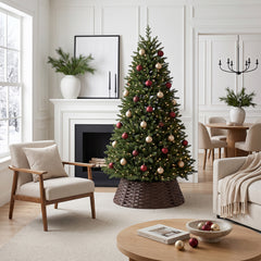 Salcar Weihnachtsbaumkragen Braun aus Poly-Rattan – Weihnachtsbaumrock & Christbaumständer Abdeckung