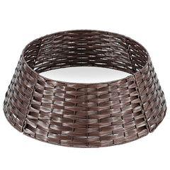 Salcar Weihnachtsbaumkragen Braun aus Poly-Rattan – Weihnachtsbaumrock & Christbaumständer Abdeckung