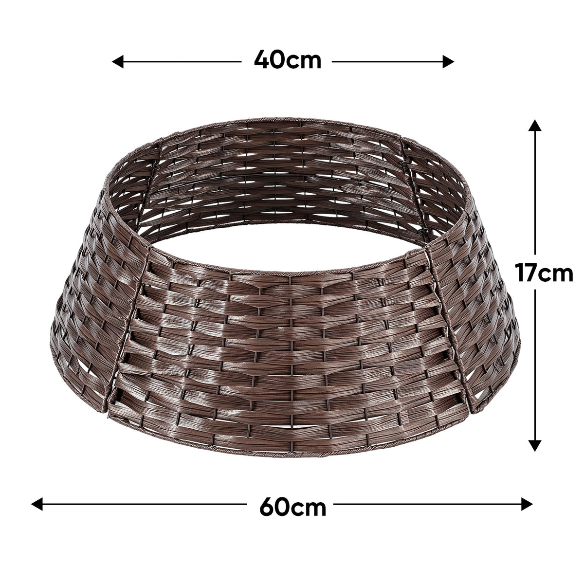 Salcar Weihnachtsbaumkragen Braun aus Poly-Rattan – Weihnachtsbaumrock & Christbaumständer Abdeckung