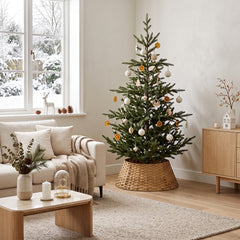 Salcar Weihnachtsbaumkragen aus Poly-Rattan – Natur, 40/60 cm oder 50/68 cm