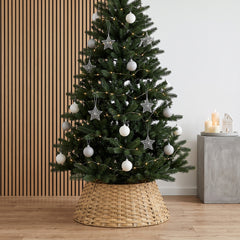 Salcar Weihnachtsbaumkragen aus Poly-Rattan – Natur, 40/60 cm oder 50/68 cm